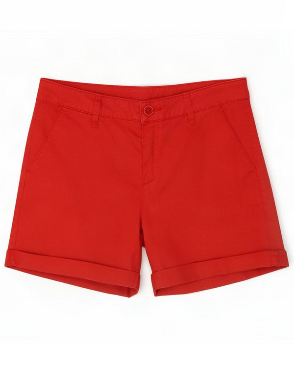 Benetton Pantaloni scurti chino pentru femei UK 10 Small W30 Red Cotton
