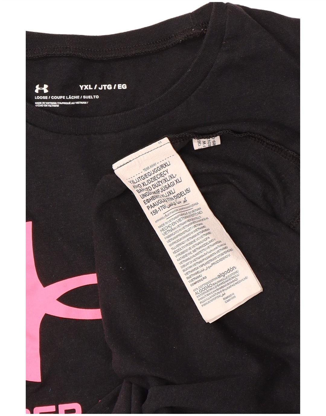 UNDER ARMOUR Fete Tricou grafic Loose Fit Top 13-14 Ani XL Negru