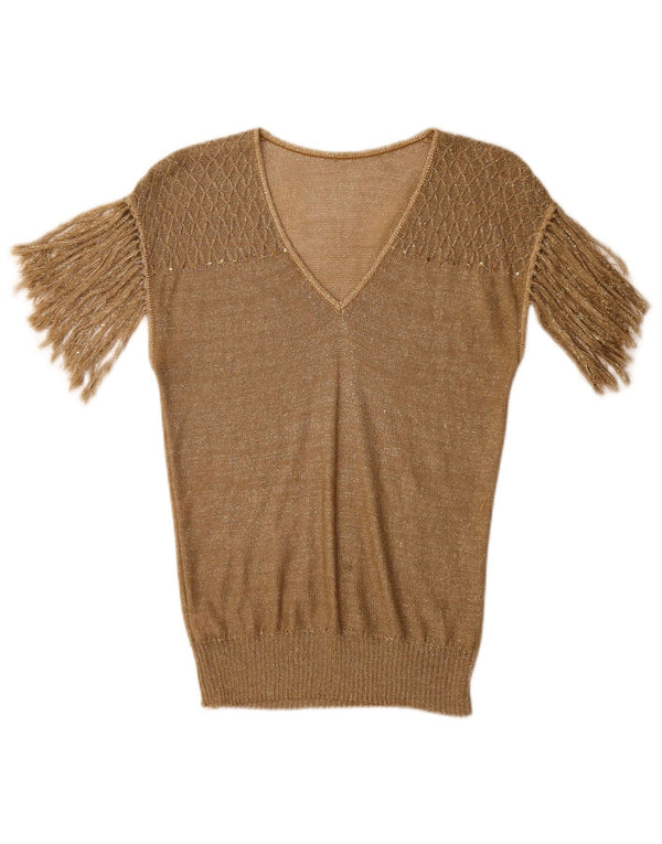 Bluză Vintage pentru femei UK 10 Small Gold