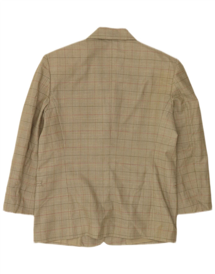 Jachetă vintage pentru femei cu 2 nasturi IT 44 Medium Khaki Check Lână virgină