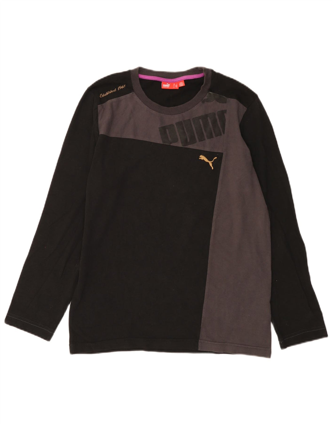 Tricou cu mânecă lungă Puma pentru bărbați, negru, color block, din bumbac