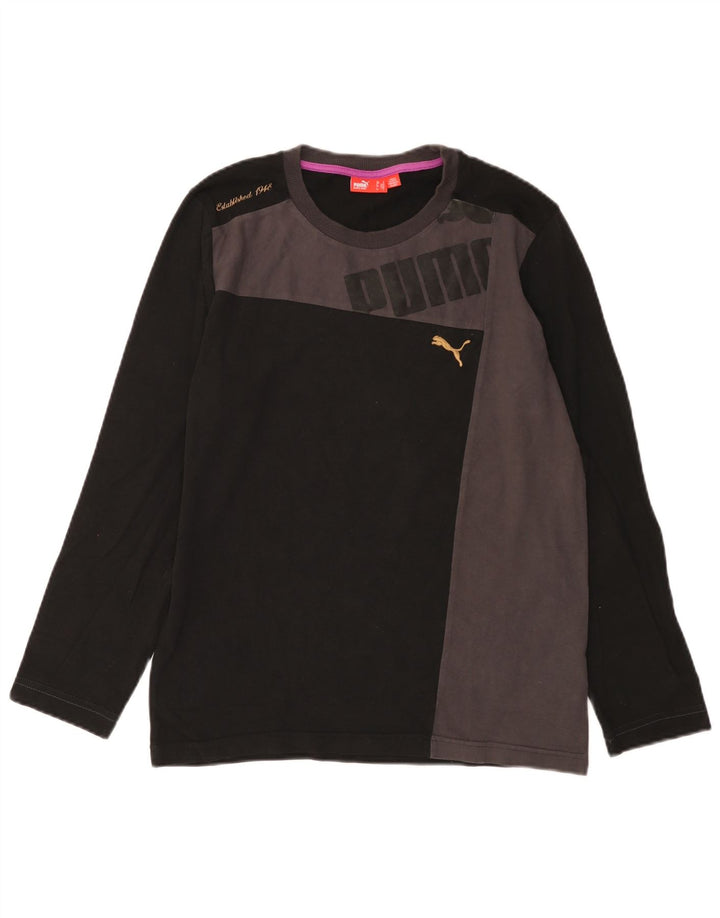 Tricou cu mânecă lungă Puma pentru bărbați, negru, color block, din bumbac