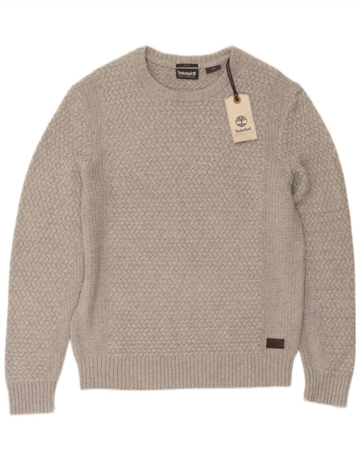 Pulover Timberland Slim Fit pentru bărbați, cu gât de barcă, din viscoză, gri mediu