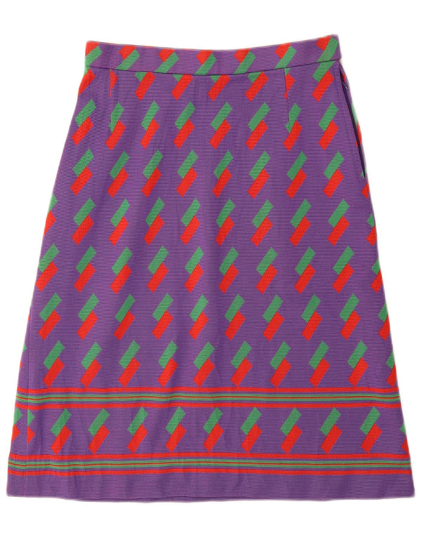 Fustă A-Line pentru femei VINTAGE cu talie înaltă IT 42 Medium W26 Violet Geometric