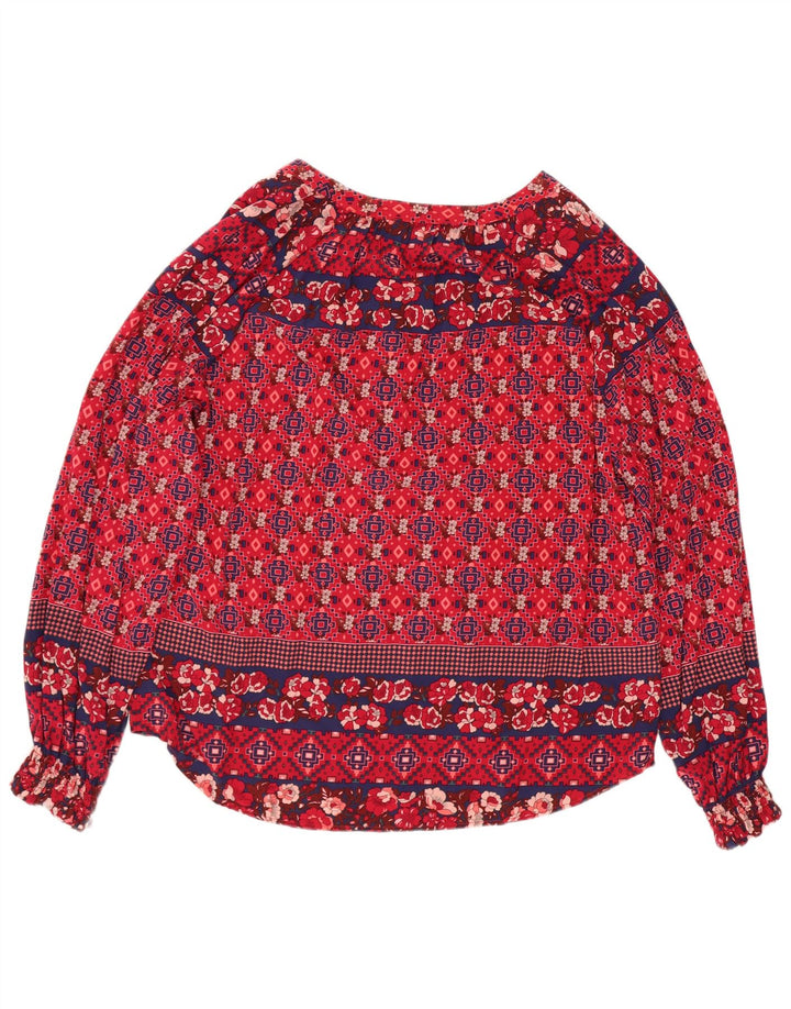 Bluză cu mânecă lungă pentru femei Monsoon Top UK 14 mare, roșu, geometric, viscoză