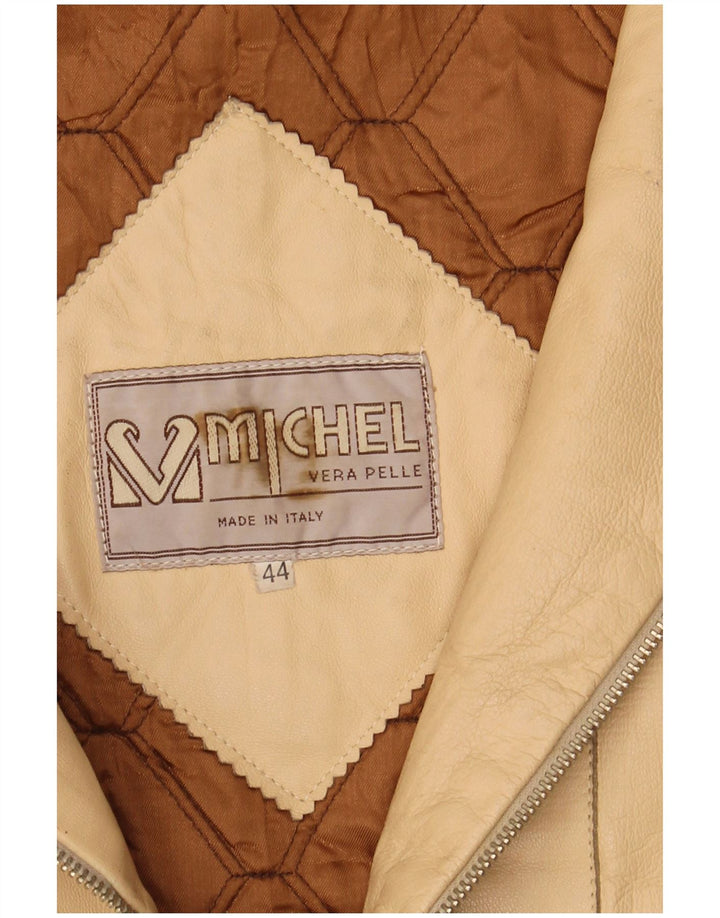 Jachetă de piele supradimensionată pentru femei Michel IT 44 Medium Beige Piele