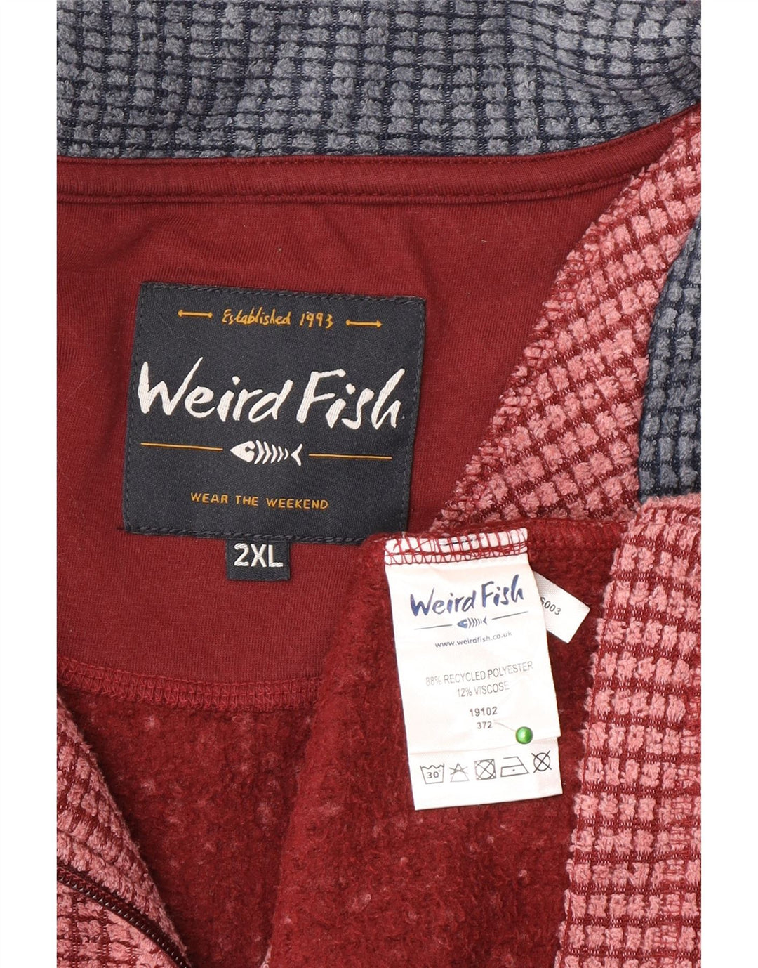 Pulover din lână pentru bărbați Weird Fish, cu fermoar și gât, poliester roz 2XL