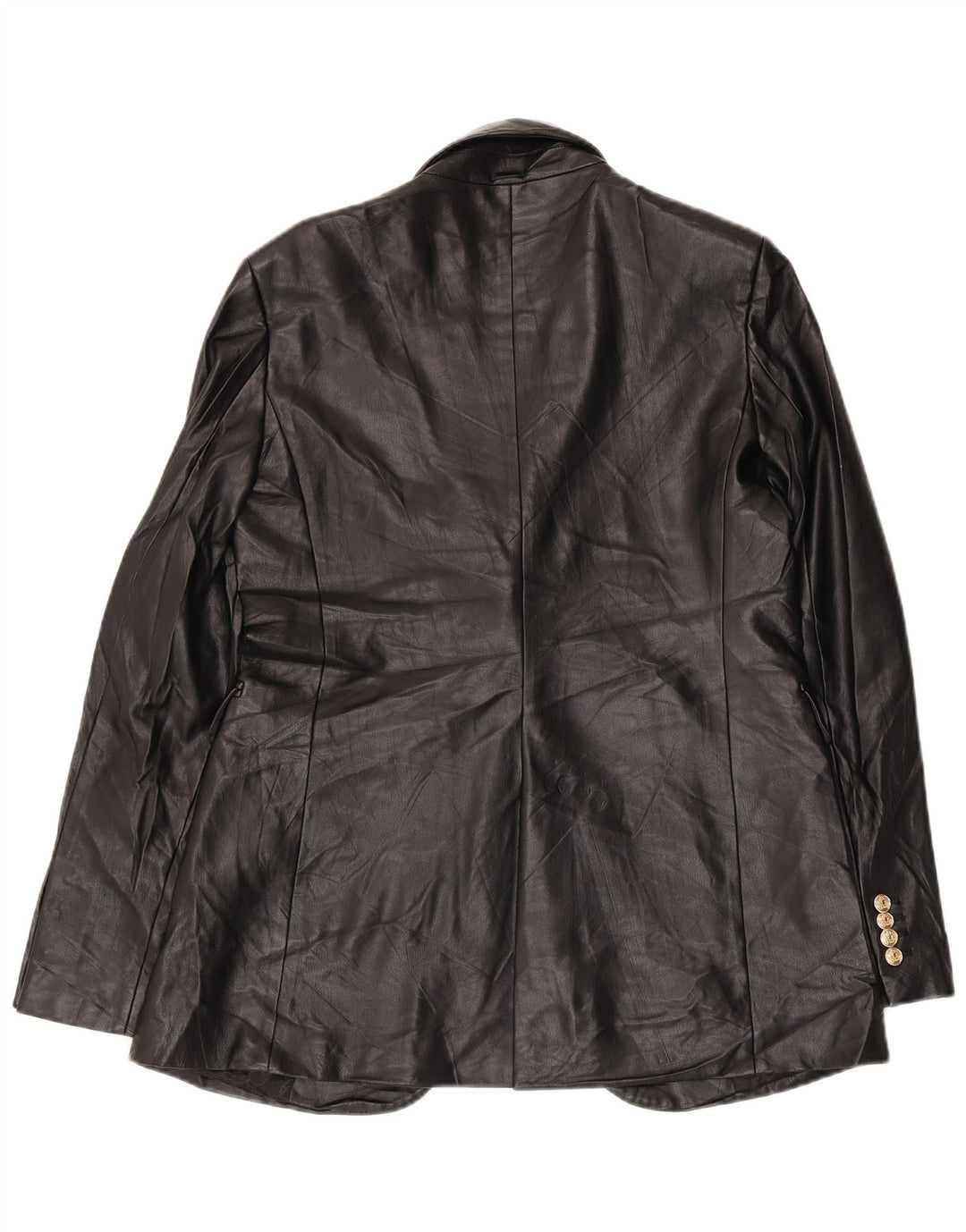 Jachetă Blazer din piele artificială cu 1 nasture Zara pentru femei UK 14 Medium Black