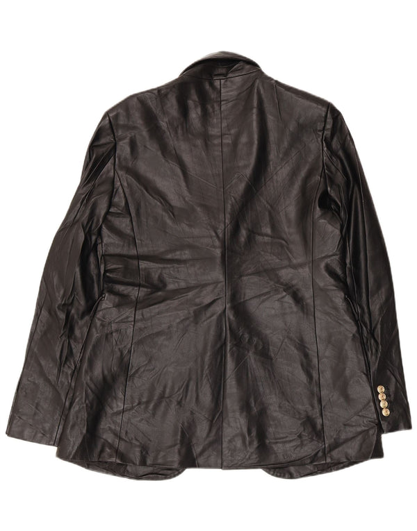 Jachetă Blazer din piele artificială cu 1 nasture Zara pentru femei UK 14 Medium Black