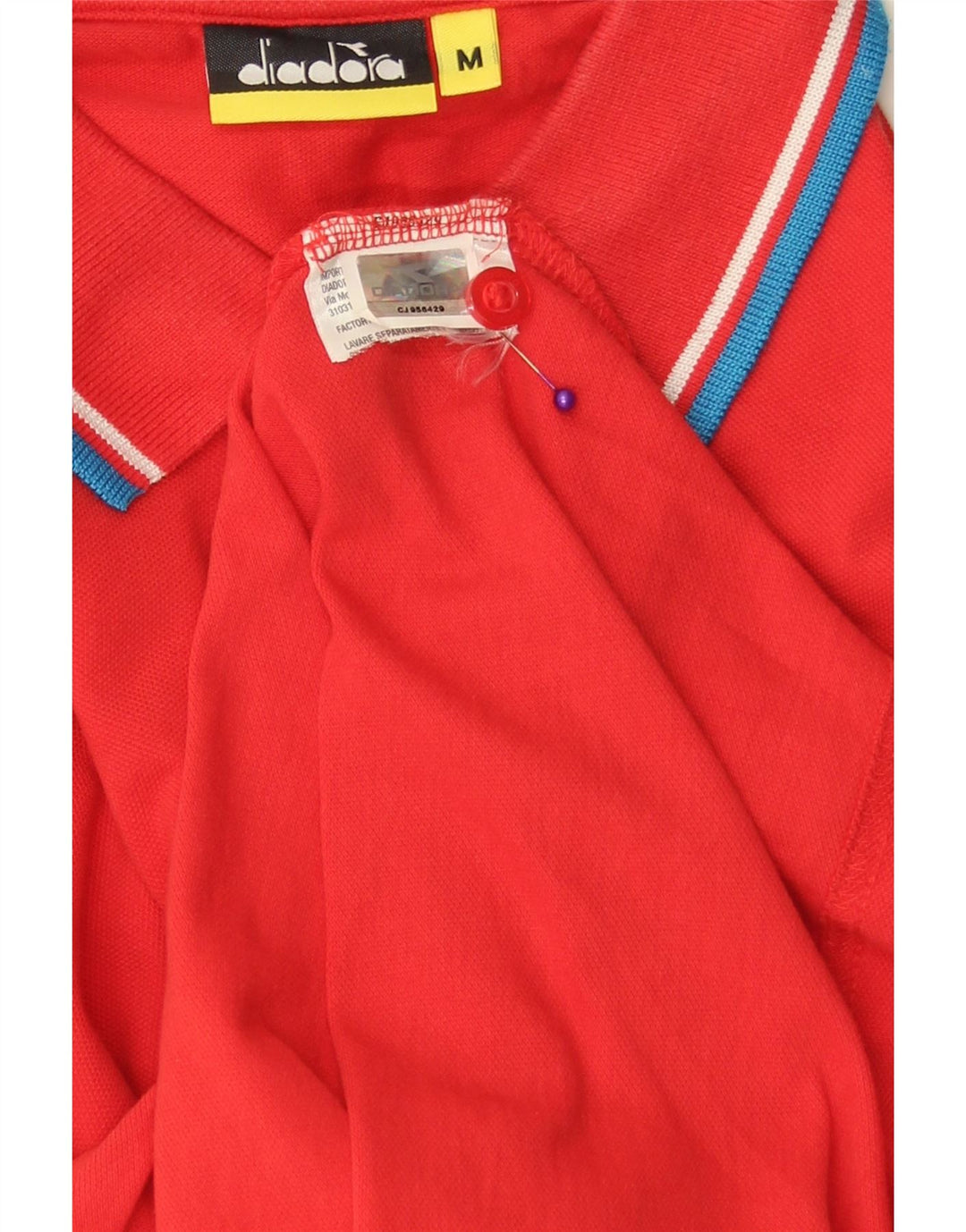Tricou polo pentru bărbați DIADORA, bumbac cu dungi roșii medii