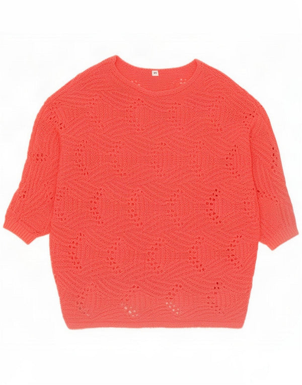 Vintage Womens 3/4 Sleeve Boat Neck Jumper Sweater UK 20 2XL Pink