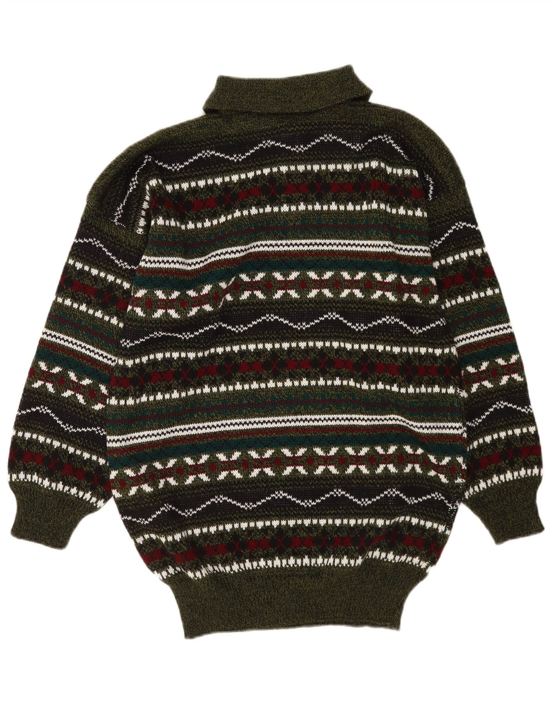 Pulover vintage pentru bărbați cu gât polo, mijlociu, multicolor, geometric
