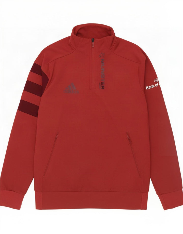 Hanorac pentru bărbați Adidas Graphic, cu fermoar și gât, Pulover mare, roșu, poliester