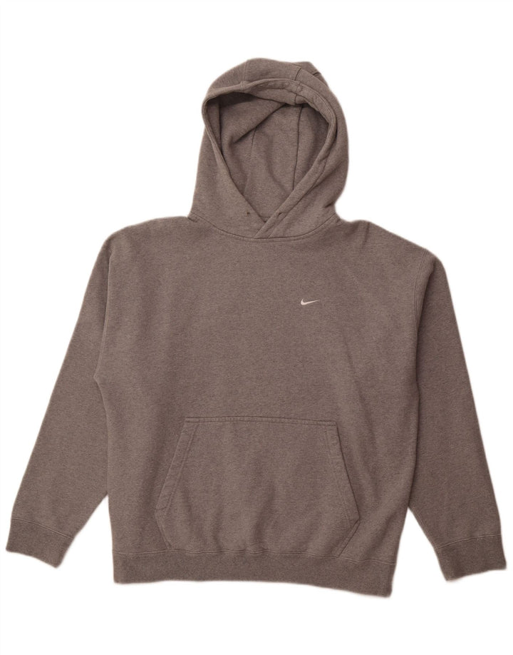 NIKE Mens Hoodie Jumper Large Grey Cotton