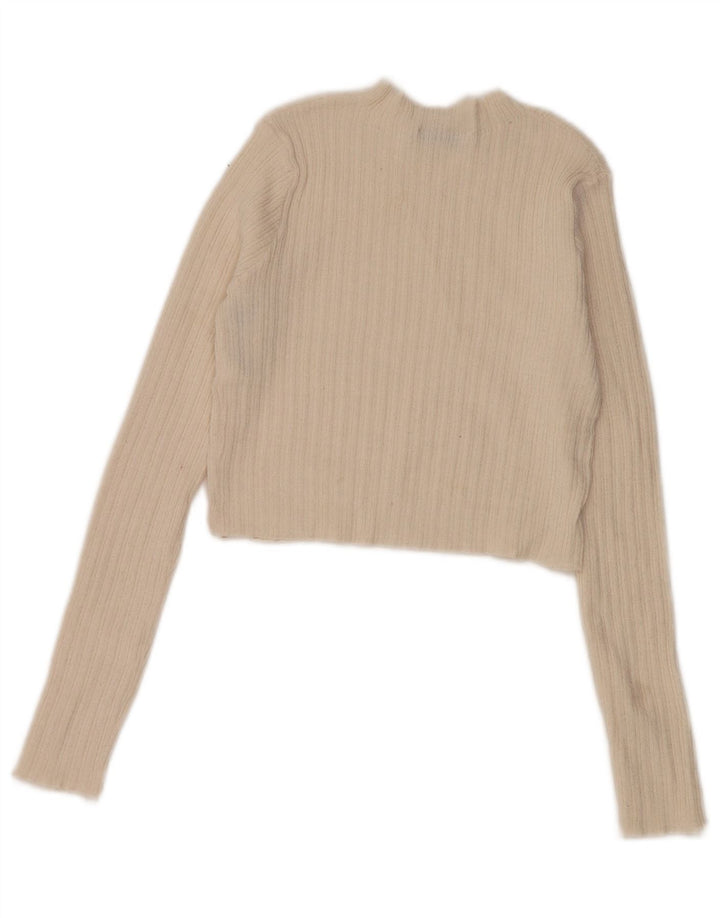 Pulover cu gât țestoasă pentru femei Zara UK 8 Mic Poliester alb