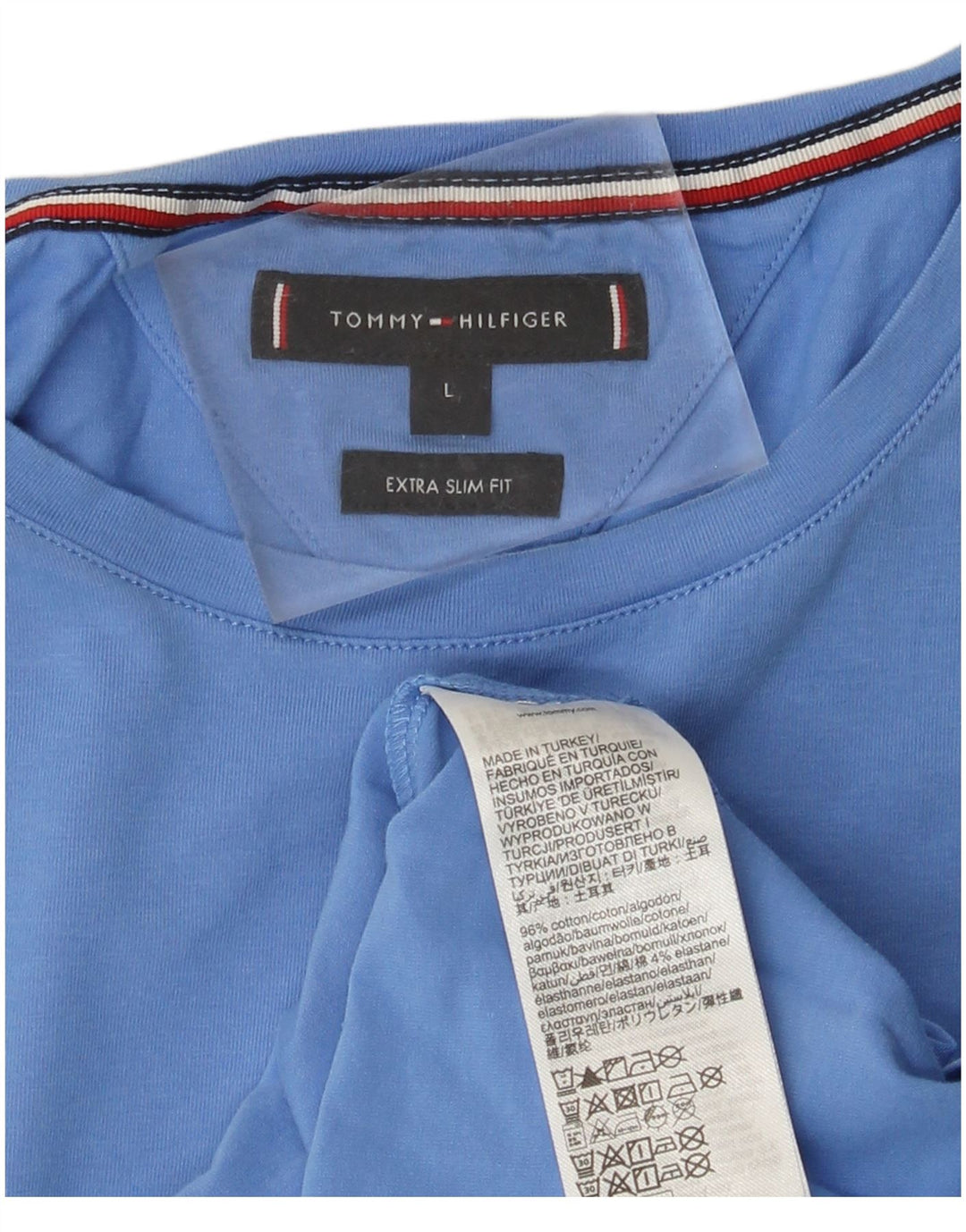 TOMMY HILFIGER Tricou Bărbați Extra Subțire Top Mare Bumbac Albastru