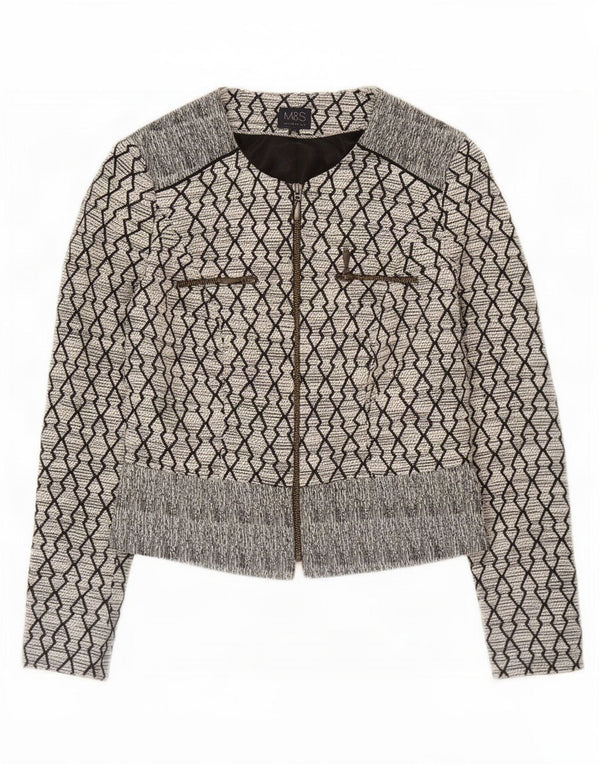 Marks & Spencer Blazer Jacket pentru femei UK 8 Small Negru Geometric Bumbac