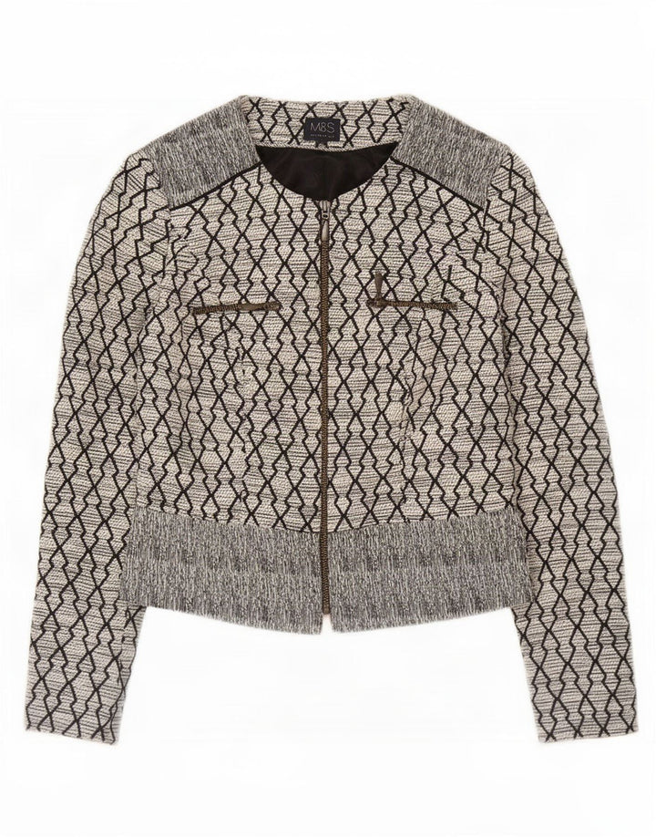 Marks & Spencer Blazer Jacket pentru femei UK 8 Small Negru Geometric Bumbac
