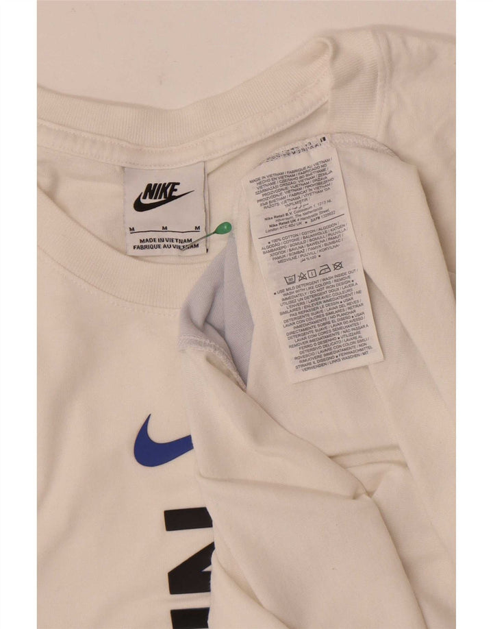 Tricou grafic Nike pentru bărbați Top mediu alb din bumbac color bloc