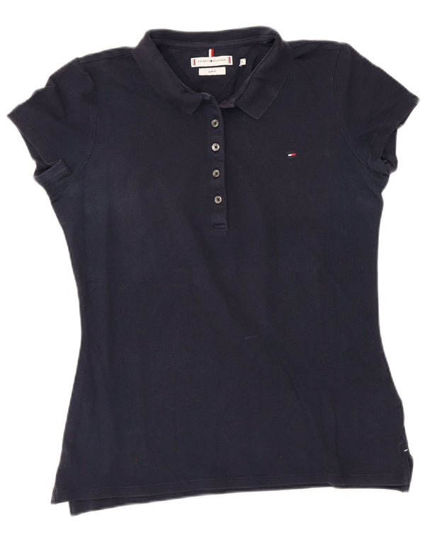 Tricou polo Tommy Hilfiger pentru femei Slim Fit UK 12 Bumbac mediu albastru bleumarin