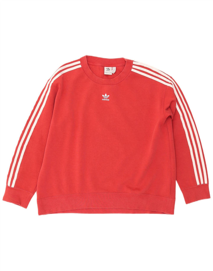 Pulover supradimensionat pentru femei ADIDAS UK 12 bumbac roșu mediu