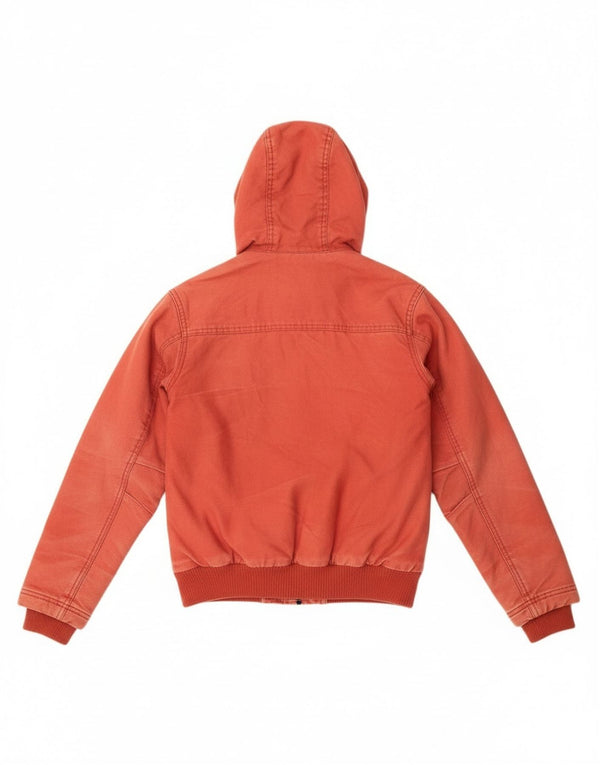 Jachetă bomber cu glugă Quiksilver pentru femei UK 12, bumbac roșu mediu