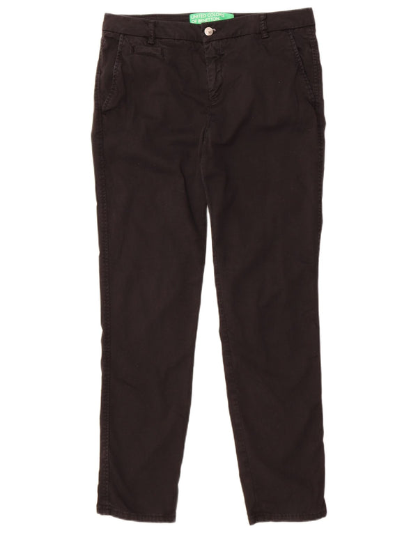Pantaloni chino subțiri pentru femei Benetton UK 12 Medium W32 L29 Bumbac negru