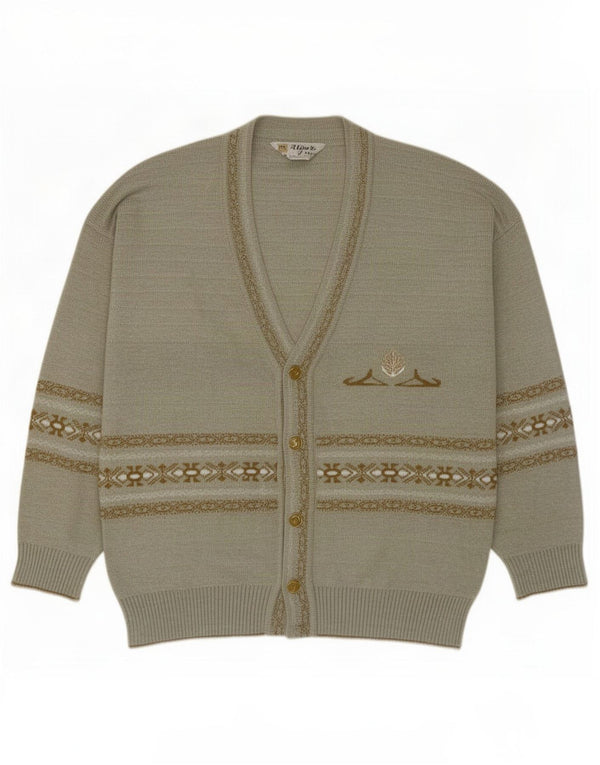 Vintage pentru bărbați cardigan pulover mare gri Geometric