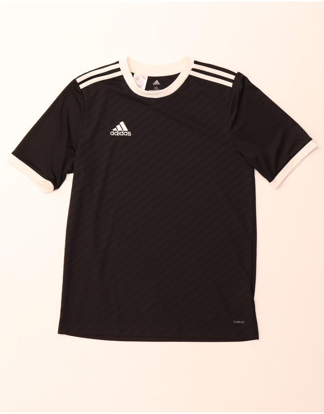 Tricou Climalite ADIDAS pentru băieți Top 15-16 ani XL poliester cu dungi negre