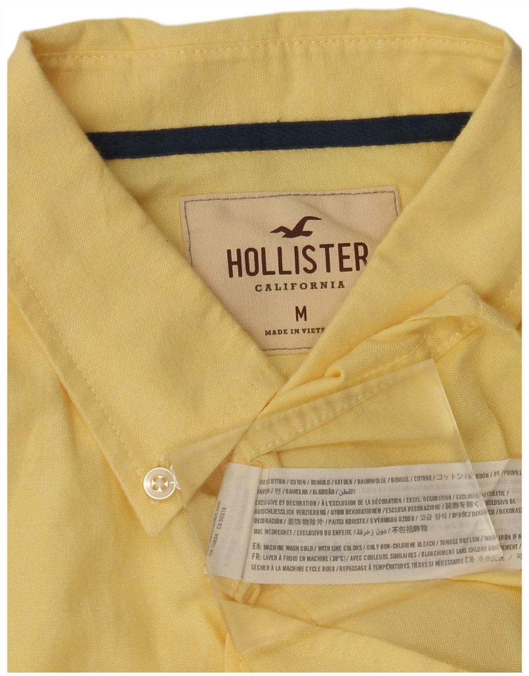 Cămașă Hollister pentru bărbați, bumbac galben mediu