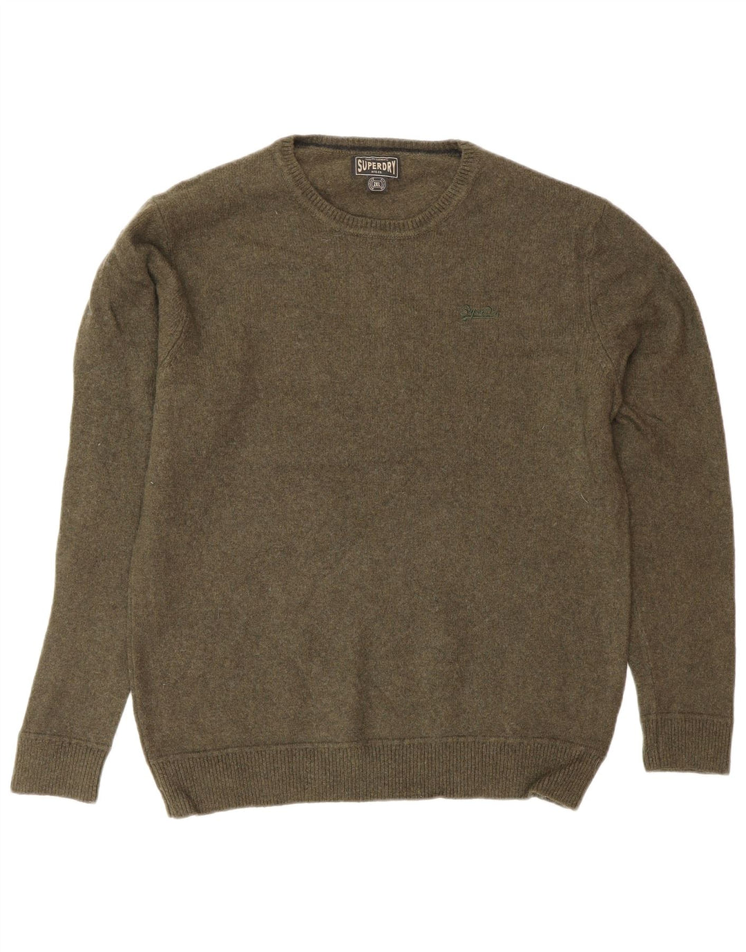 Pulover pentru damă SUPERDRY cu decolteu triplu UK 20 2XL Lână verde