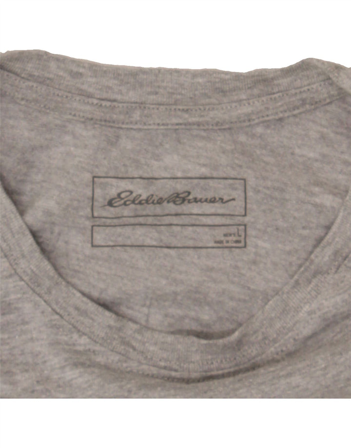 EDDIE BAUER Mens Graphic T-Shirt Top Large Grey Cotton Vintage Eddie Bauer and Second-Hand Eddie Bauer from Messina Hembry 