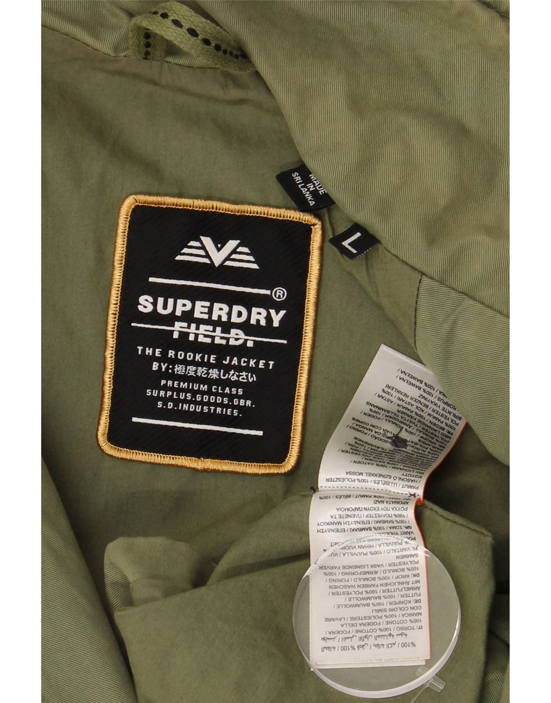 Jachetă militară pentru bărbați SUPERDRY UK 40 mare, verde, bumbac