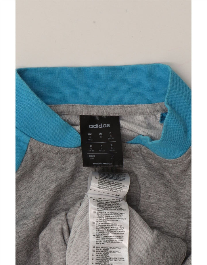 Jachetă de top pentru trening grafic Adidas pentru femei UK 8/10, gri mic, color block