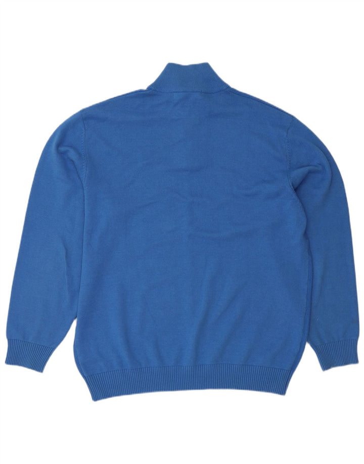 Pulover Paco pentru bărbați, cu fermoar și gât, bumbac albastru 2XL