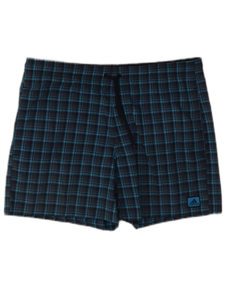 Pantaloni scurți de înot Adidas pentru bărbați, poliester cu carouri mici, bleumarin
