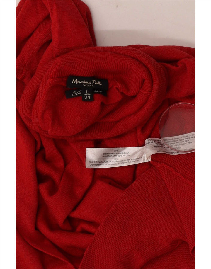 Pulover pentru femei Massimo Dutti cu gât rulat din mătase roșie mare UK 14
