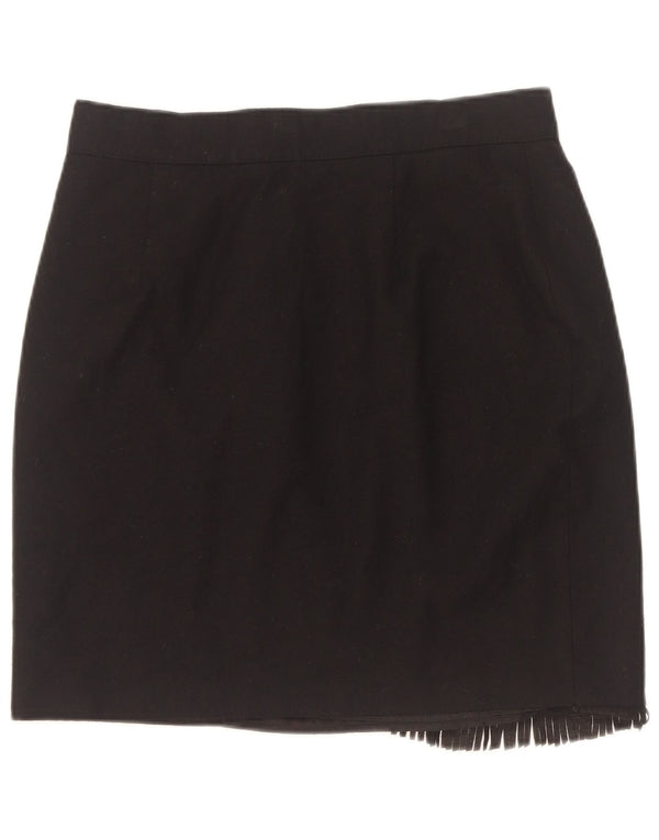 Fusta Mini Wrap Vintage pentru femei IT 46 Large W30 Lână nouă neagră