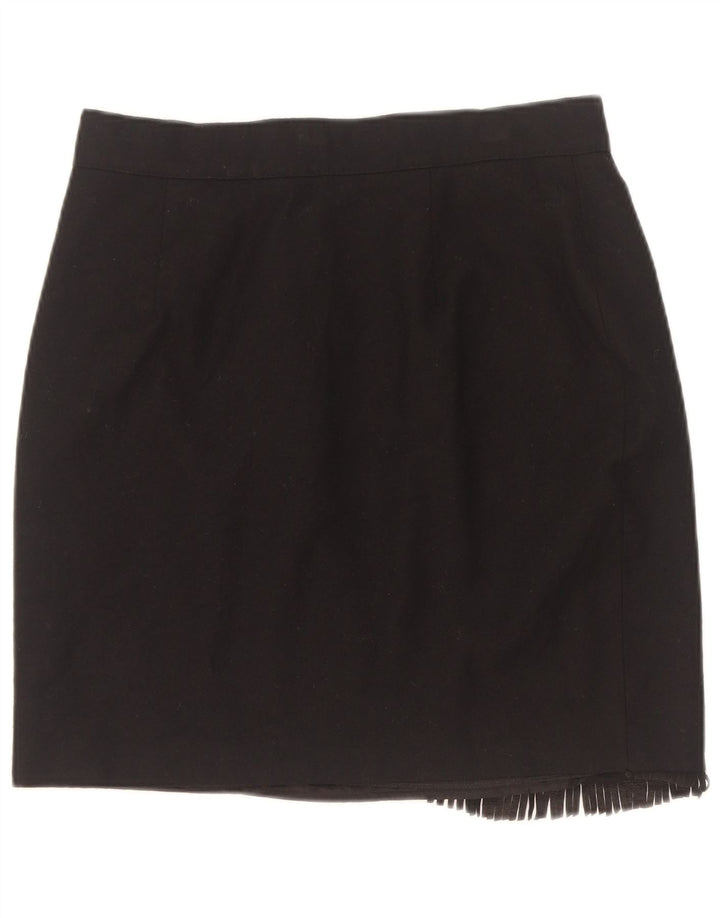 Fusta Mini Wrap Vintage pentru femei IT 46 Large W30 Lână nouă neagră