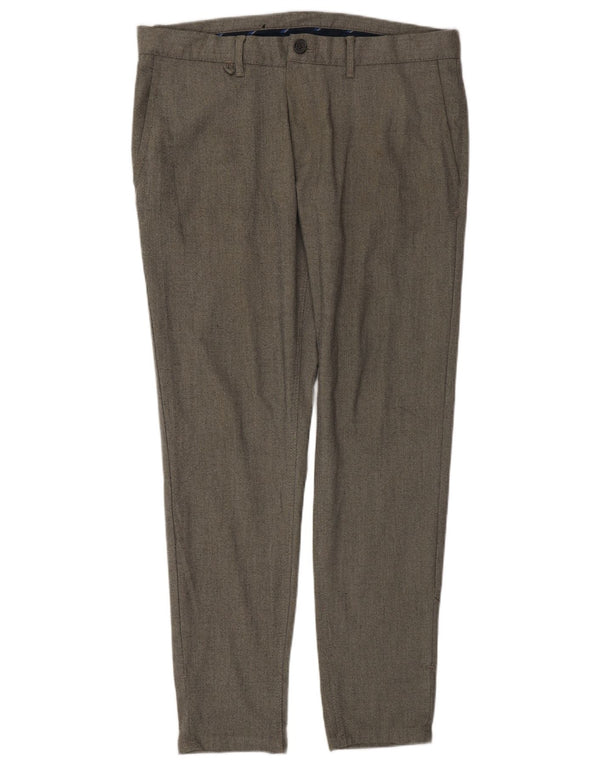 Pantaloni chino slim pentru bărbați Zara EU 42 Large W32 L29 Gri Poliester