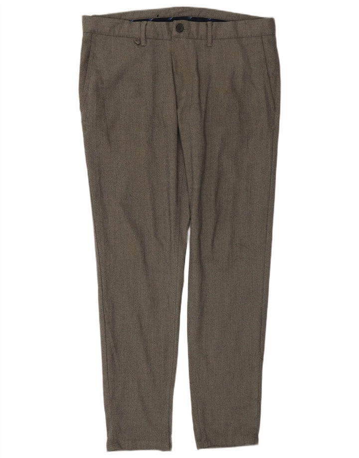 Pantaloni chino slim pentru bărbați Zara EU 42 Large W32 L29 Gri Poliester