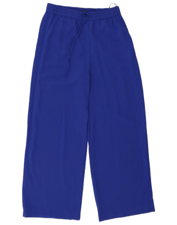 Marks & Spencer Womens Wide Leg Casual Trousers UK 14 Large W34 L33 Blue