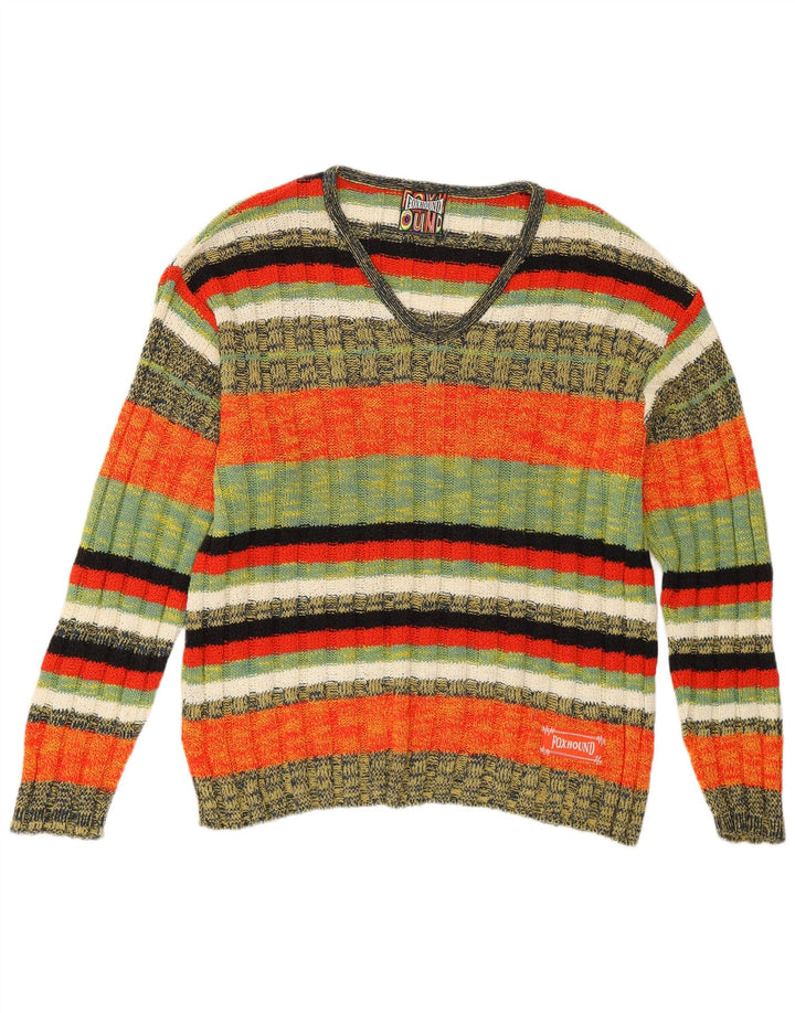 Pulover pentru bărbați Foxhound, cu decolteu în V, XL, bumbac cu dungi multicolore