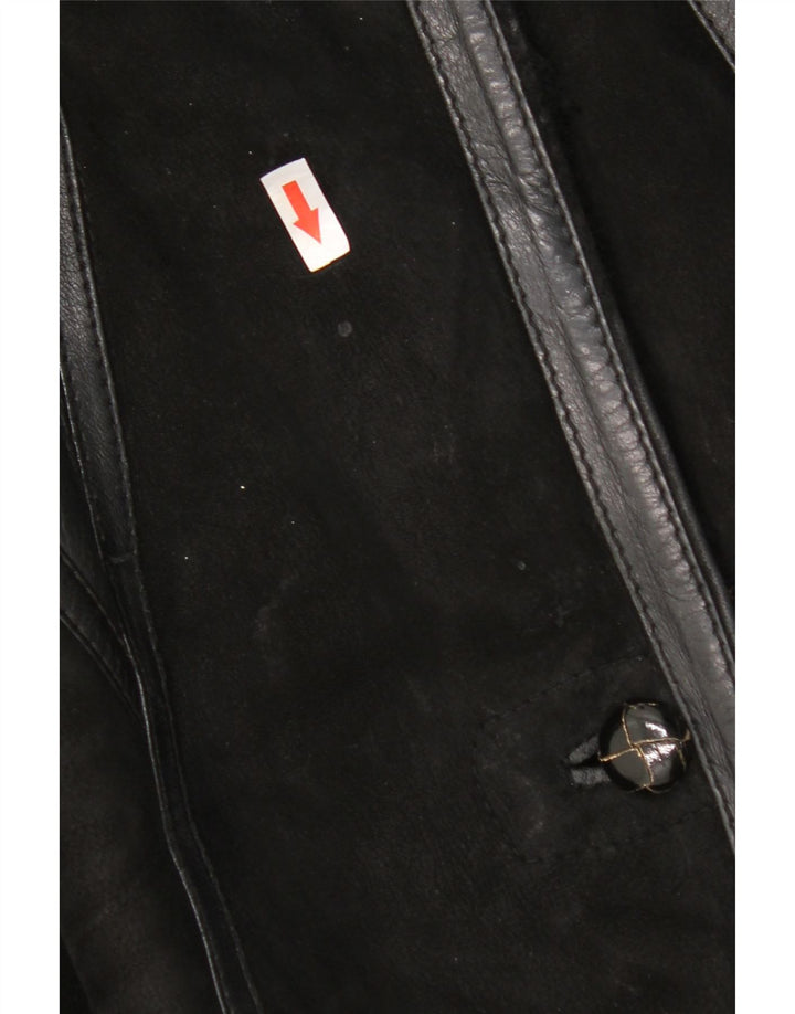 Palton vintage din shearling pentru femei IT 44 Medium Black Patchwork Shearling