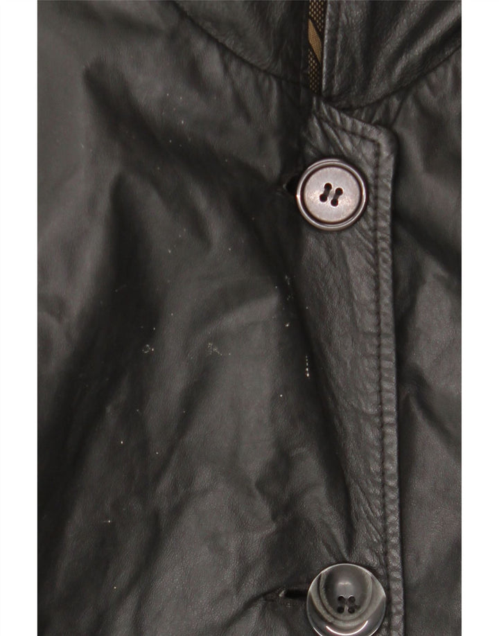 Palton din piele vintage pentru femei cu glugă IT 44 piele medie neagră