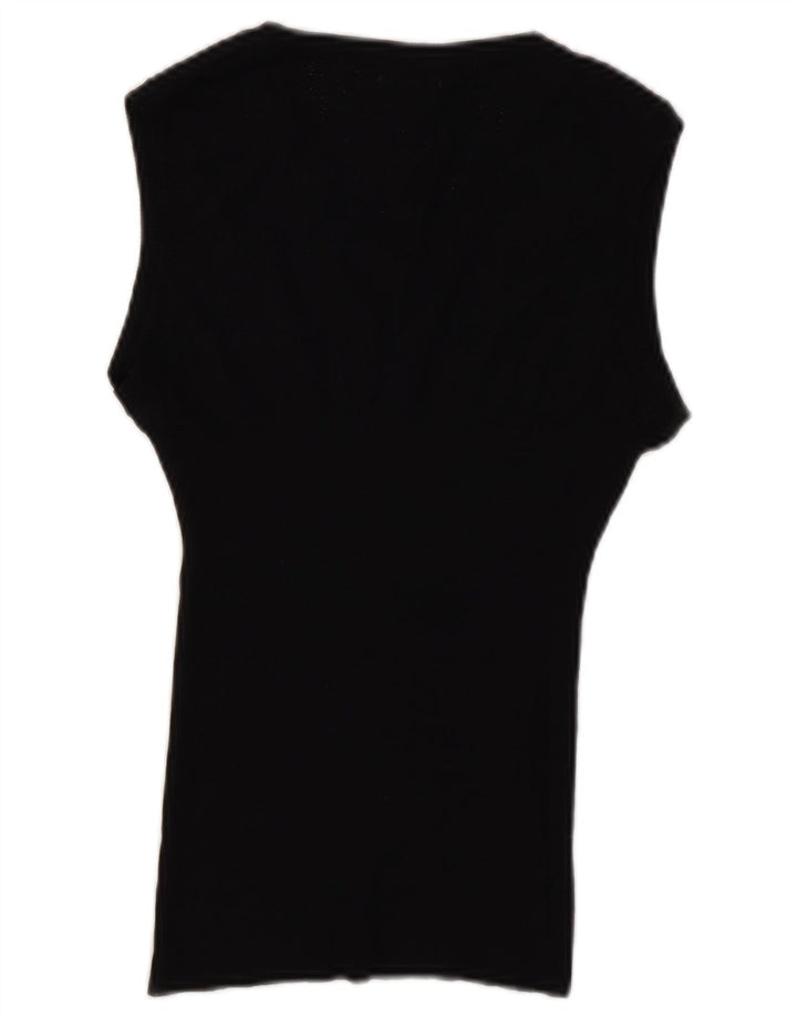 Benetton Womens Vest Tank Top UK 14 Lână mare neagră