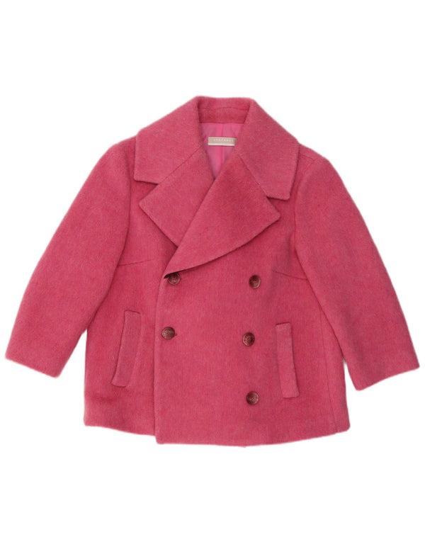 Stefanel Womens Short 3/4 Sleeve Pea Coat US 8 Medium Pink Wool