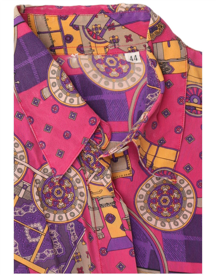 Bluză cămașă pentru femei VINTAGE cu model abstract IT 44 Roz mediu