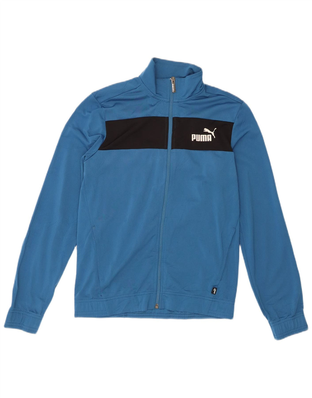 Jachetă de trening Puma pentru băieți 13-14 ani, albastru, poliester color bloc