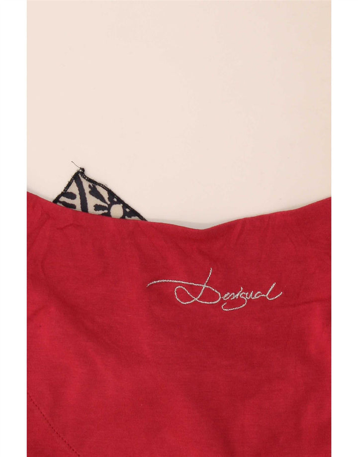 Tricou grafic Desigual pentru femei Top UK 16 Large Red Patchwork